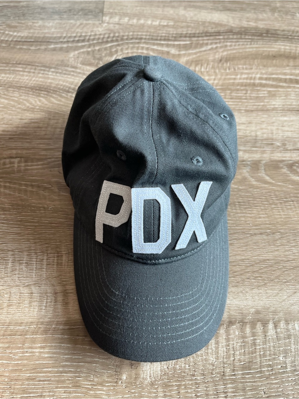 AVIATE PDX Portland Grey Baseball Hat Adjustable Metal Strap